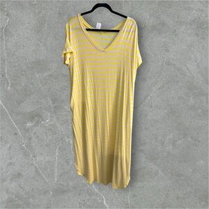 Yellow and Gray Striped V neck Maxi Dress Size Medium